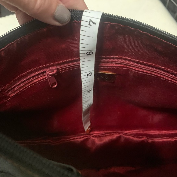 Maxx New York Handbag Medium Black Fabric/Leather Strap Trim Gold Hardware - Picture 8 of 16